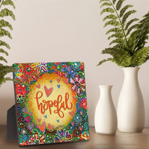 Hopeful Pretty BoHo Floral Yellow Inspirivity Plaque