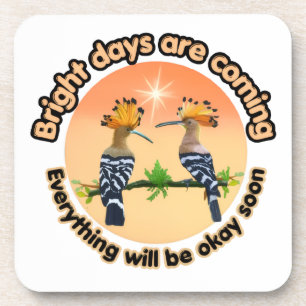 Hopeful Sunrise Hoopoe Birds- Bright Days Coaster