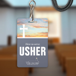 Hopeful Sunrise White Cross Church Usher ID Badge