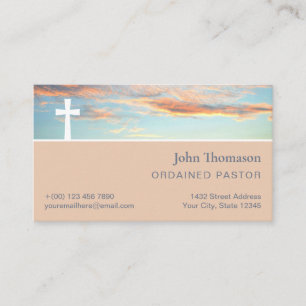 Hopeful Sunrise White Cross Clergy One Sided Business Card