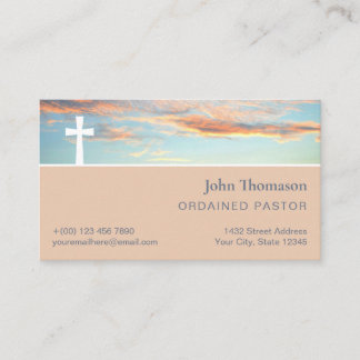Hopeful Sunrise White Cross Clergy One Sided Business Card