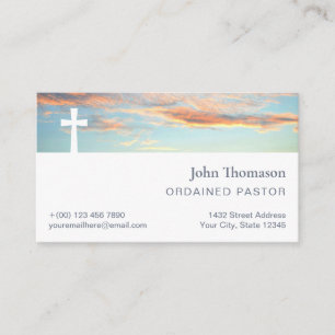 Hopeful Sunrise White Cross Clergy Single Sided Business Card