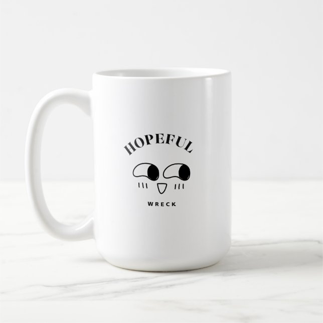 Hopeful Wreck Minimalist Typography Design Coffee Mug (Left)