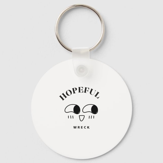 Hopeful Wreck Minimalist Typography Design Key Ring (Front)