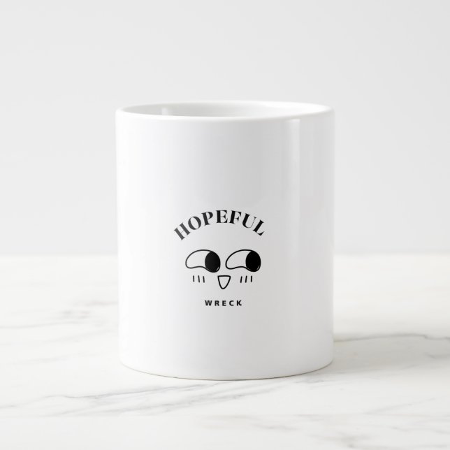 Hopeful Wreck Minimalist Typography Design Large Coffee Mug (Front)