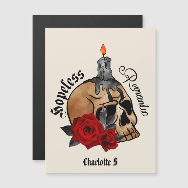 Hopeless Romantic – Gothic Skull, Red Rose (Front/Back)