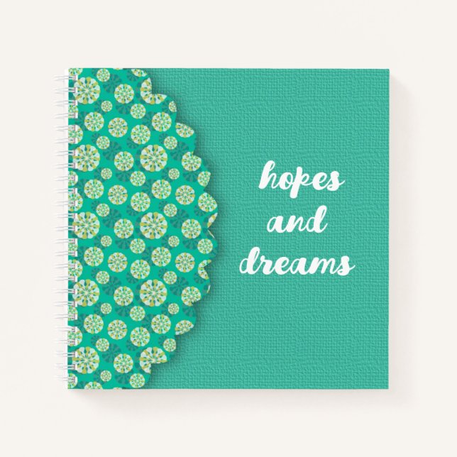 Hopes and Dreams Boho Mint  Notebook (Front)