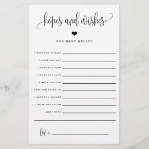 Hopes and Wishes, Baby Shower Advice Paper Card