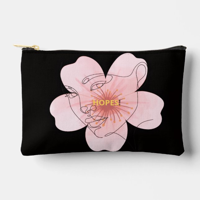 HOPES! – portrait floral minimal Accessory Pouch (Front)
