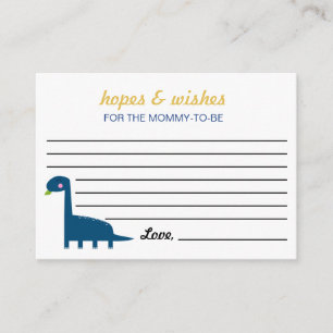 Hopes & Wishes for mum Dinosaur Baby shower Blue Enclosure Card