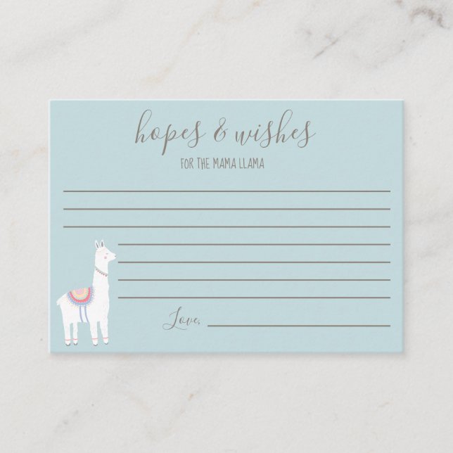 Hopes & Wishes for the Mama Llama Baby Shower Cute Enclosure Card (Front)