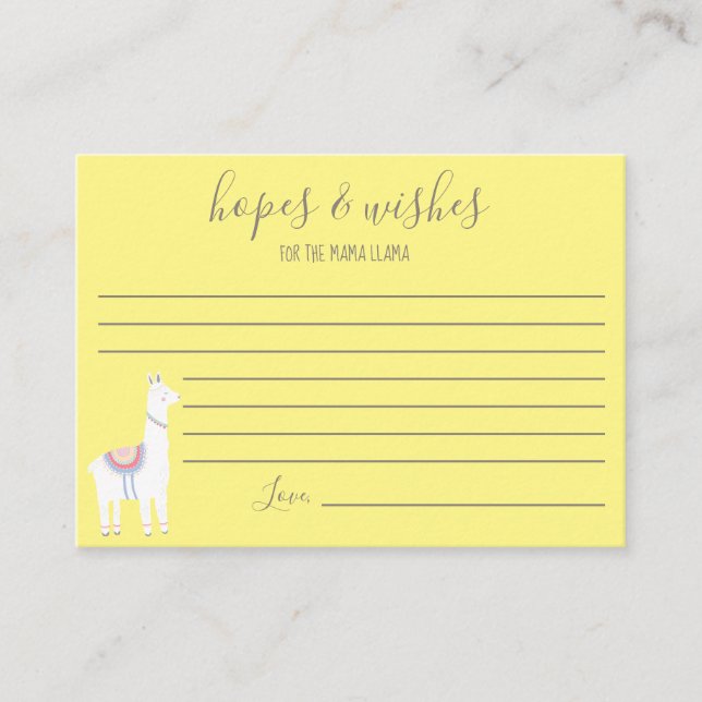 Hopes & Wishes for the Mama Llama Baby Shower Cute Enclosure Card (Front)