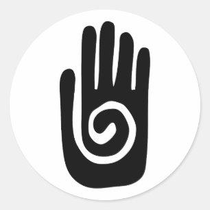 Hopi Hand symbol heal spiral palm native american Classic Round Sticker