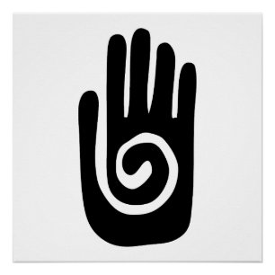Hopi Hand symbol heal spiral palm native american Poster