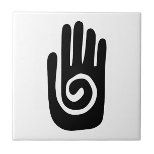 Hopi Hand symbol heal spiral palm native american  Tile