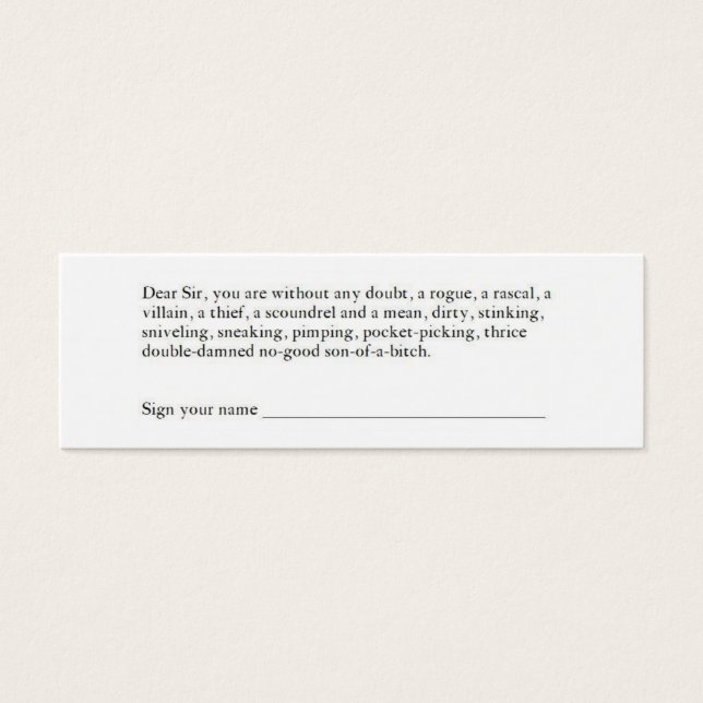 Hopkin's Card (Front)