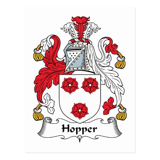Hopper Family Crest Postcard Zazzle.co.uk