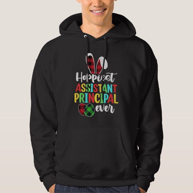 Hoppiest Assistant Principal Ever Bunny Ear Red Pl Hoodie (Front)