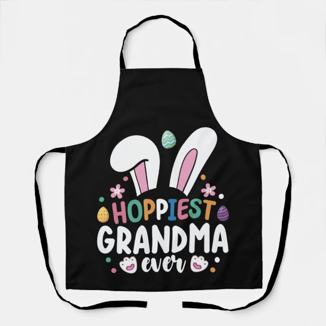 Hoppiest Grandma Ever Mum Family Easter Bunny Eggs Apron (Front)