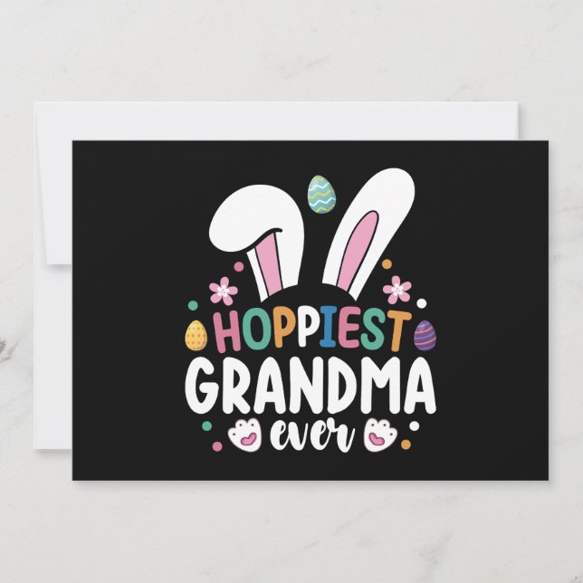 Hoppiest Grandma Ever Mum Family Easter Bunny Eggs Invitation (Front)