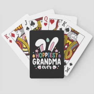 Hoppiest Grandma Ever Mum Family Easter Bunny Eggs Playing Cards