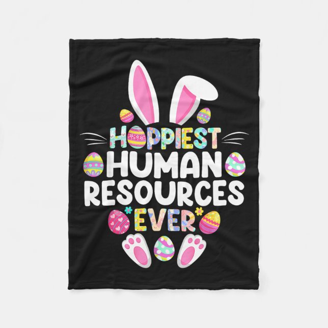 Hoppiest Human Resources Ever Funny Easter Day  Fleece Blanket (Front)