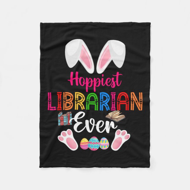 Hoppiest Librarian Ever Costume Bunny Easter Choco Fleece Blanket (Front)