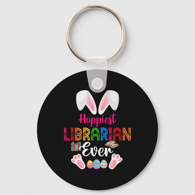 Hoppiest Librarian Ever Costume Bunny Easter Choco Key Ring (Front)