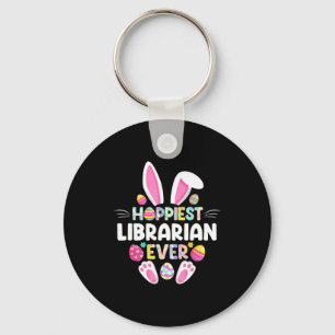 Hoppiest Librarian Ever Funny Easter Day Key Ring