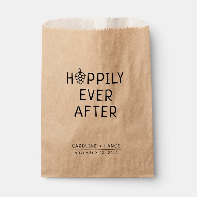 Hoppily Ever After Beer Co-Ed Wedding Shower Favour Bags (Front)