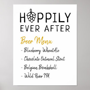 Hoppily Ever After Beer Menu Wedding Bridal Shower Poster