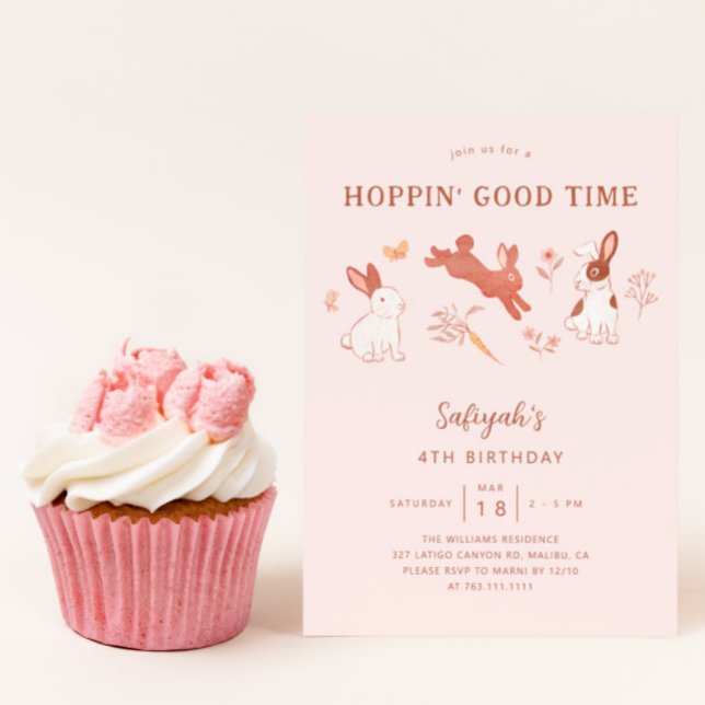 Hoppin' Good Time Bunny Girl Birthday Party  Invitation (Creator Uploaded)