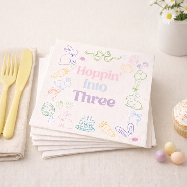 Hoppin’ Into Three Birthday Napkins – Bunny 3rd Bi (Creator Uploaded)