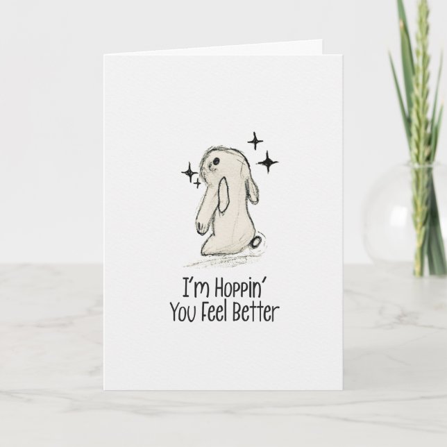 Hoppin’ You Feel Better Bunny Get Well Card (Front)