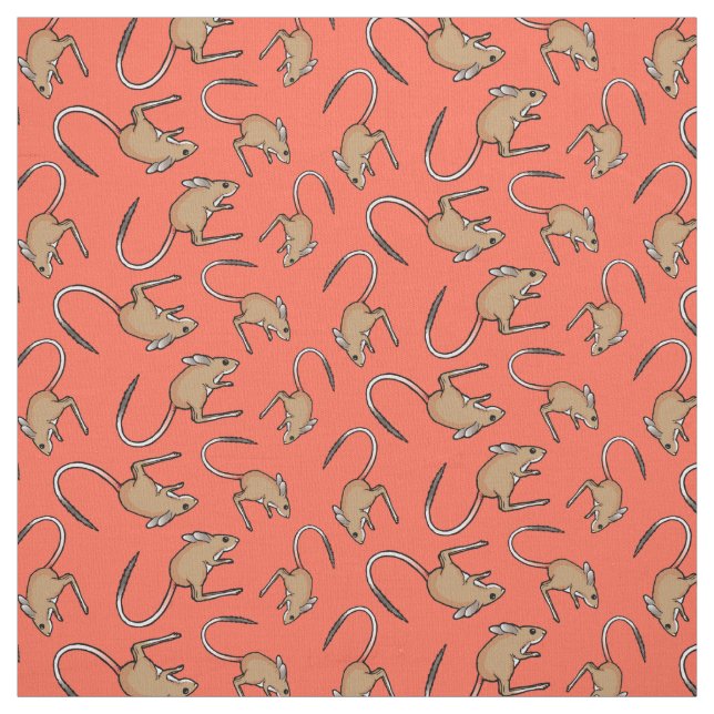 Hopping mouse orange brown fabric (Swatch)
