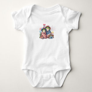 "Hoppy" 4th of July Independence Day Frogs Design Baby Bodysuit