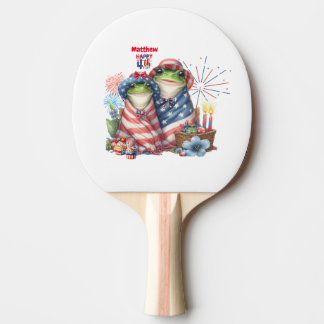 "Hoppy" 4th of July Independence Day Frogs Design Ping Pong Paddle