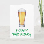 Hoppy Birthday Beer Card<br><div class="desc">Watercolor beer glass "Hoppy Birthday!",  greeting card. Inside of card features matching pub style pattern and custom birthday message.</div>