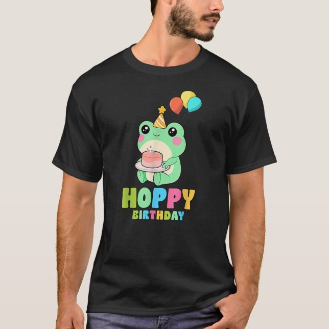 Hoppy Birthday Cute Froggy Kids Boys Girls Frog Th T-Shirt (Front)