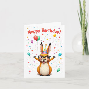 “Hoppy Birthday!” Cute Kangaroo Birthday Card with