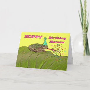 Hoppy Birthday for Mamaw, Party Frog with Hat Card