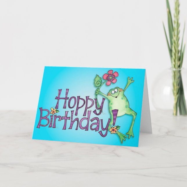 Hoppy Birthday Frog - Greeting Card (Front)