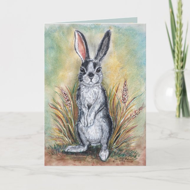 Hoppy Birthday Rabbit Painting Art Cute Animal  Card (Front)