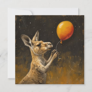 Hoppy Birthday Whimsical Kangaroo Balloon Card