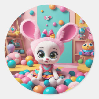 "Hoppy Bunny – Cute Rabbit Sticker" Classic Round Sticker
