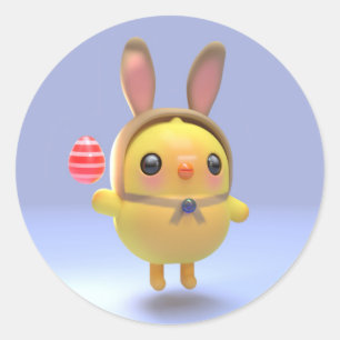 Hoppy Chickling- Easter chicklet with bunny hat Classic Round Sticker