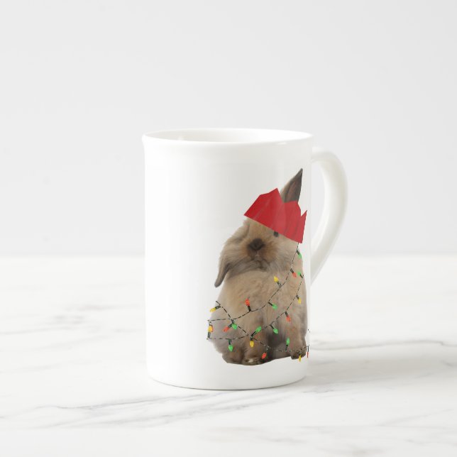 Hoppy Christmas Bunny Bone China Mug (Front Right)