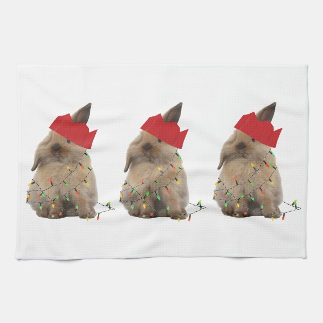 Hoppy Christmas Bunny Teatowel Tea Towel (Horizontal)