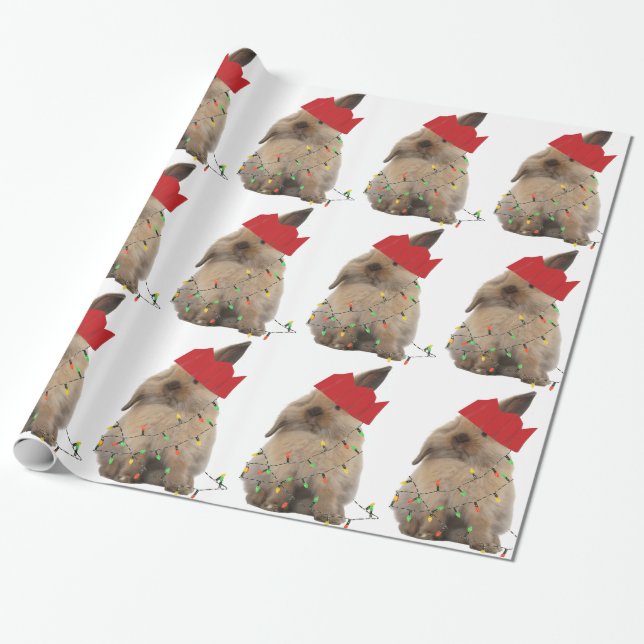 Hoppy Christmas Bunny Wrapping Paper (Unrolled)