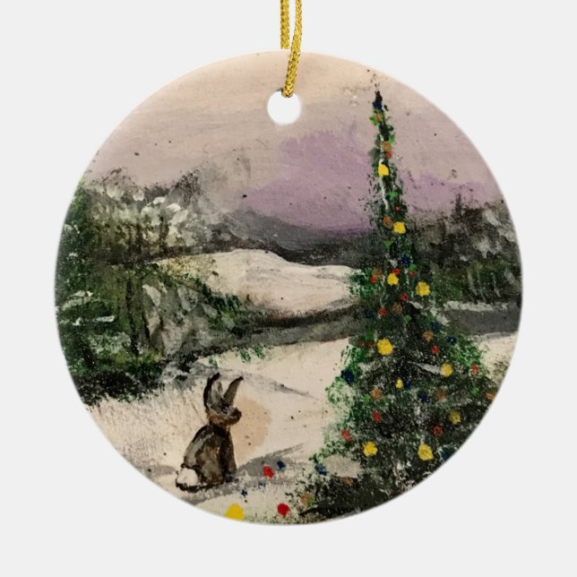 Hoppy Christmas! Ceramic Tree Decoration (Front)